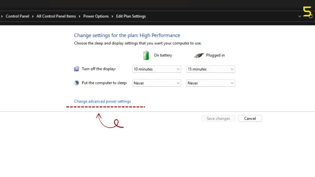 change advanced power settings